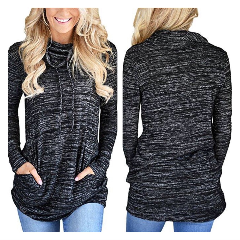 SALES Space Dye Funnel Neck Long Sleeve Sweatshirt